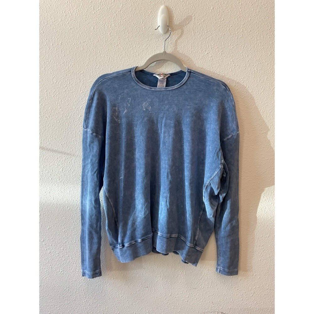 Hard Tail Forever Size L Long Sleeve Top Pullover Acid Wash Made In USA Grey